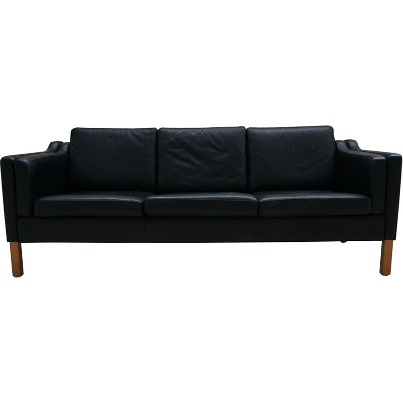 Vintage Scandinavian sofa in black leather 