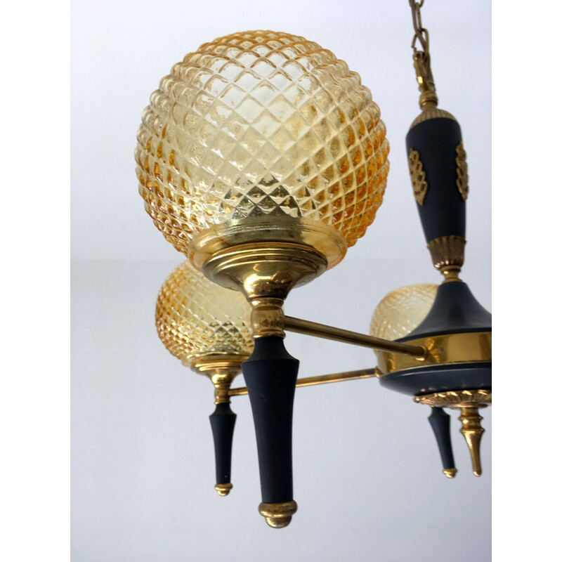 Vintage chandelier in brass, metal and steel, 1960s