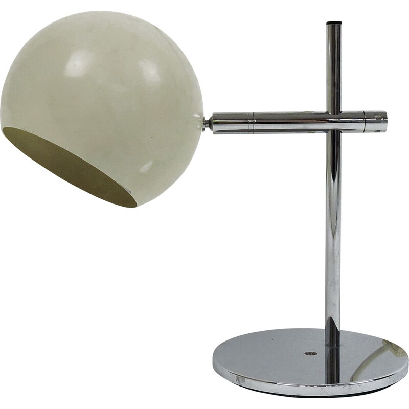 Vintage cream colored spherical desk lamp, 1960s