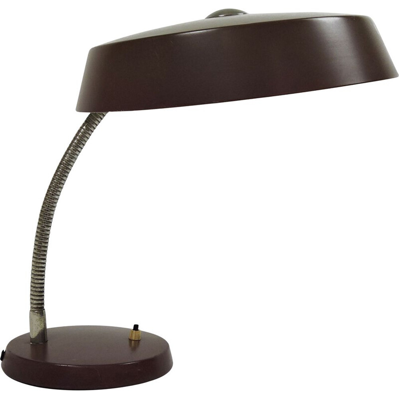 Vintage bruine verstelbare bureaulamp, 1960