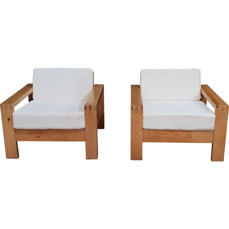 Set of 2 vintage Asko oak armchairs