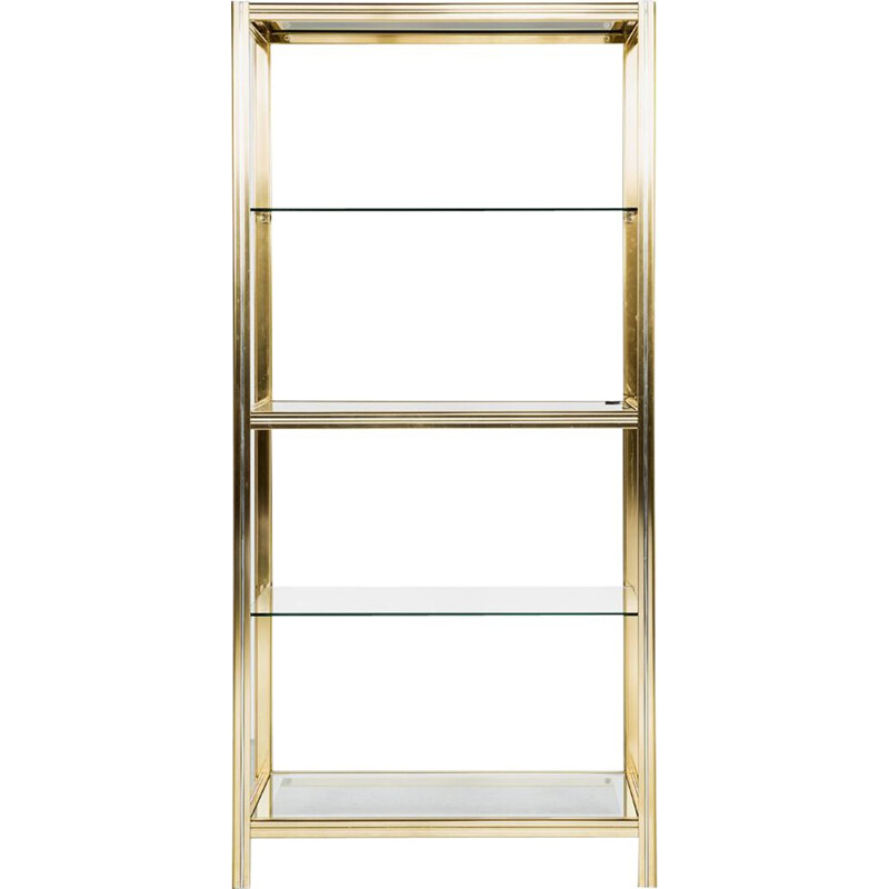 Vintage Italian glass and brass shelf by Renato Zevi 1970