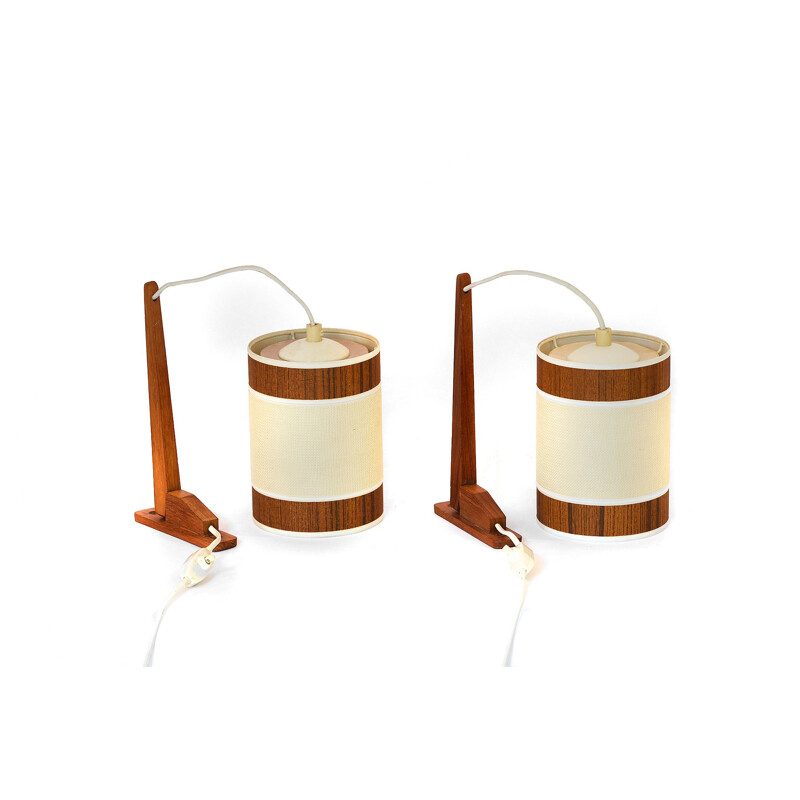 Set of 2 vintage teak wall lights, Sweden, 1960s