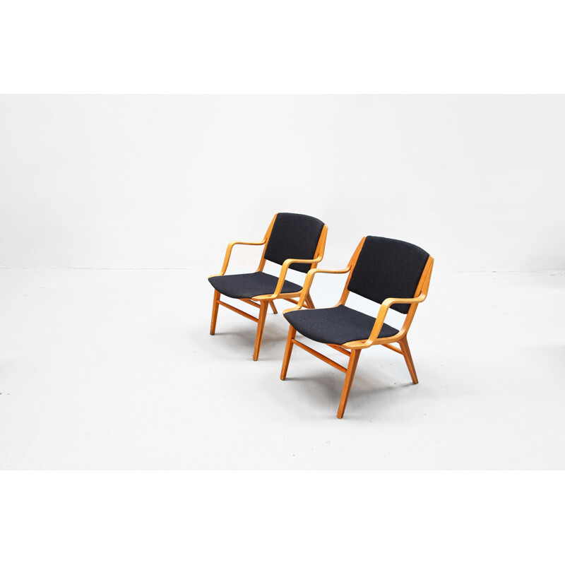 Ensemble de 2 fauteuils vintage par Peter Hvidt et Orla Mølgaard pour Fritz Hansen, Danemark, 960