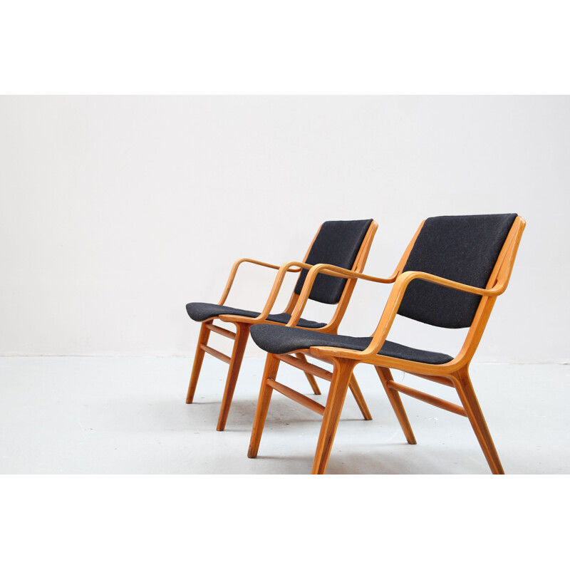 Set of 2 vintage armchairs by Peter Hvidt & Orla Mølgaard for Fritz Hansen, Denmark, 1960s