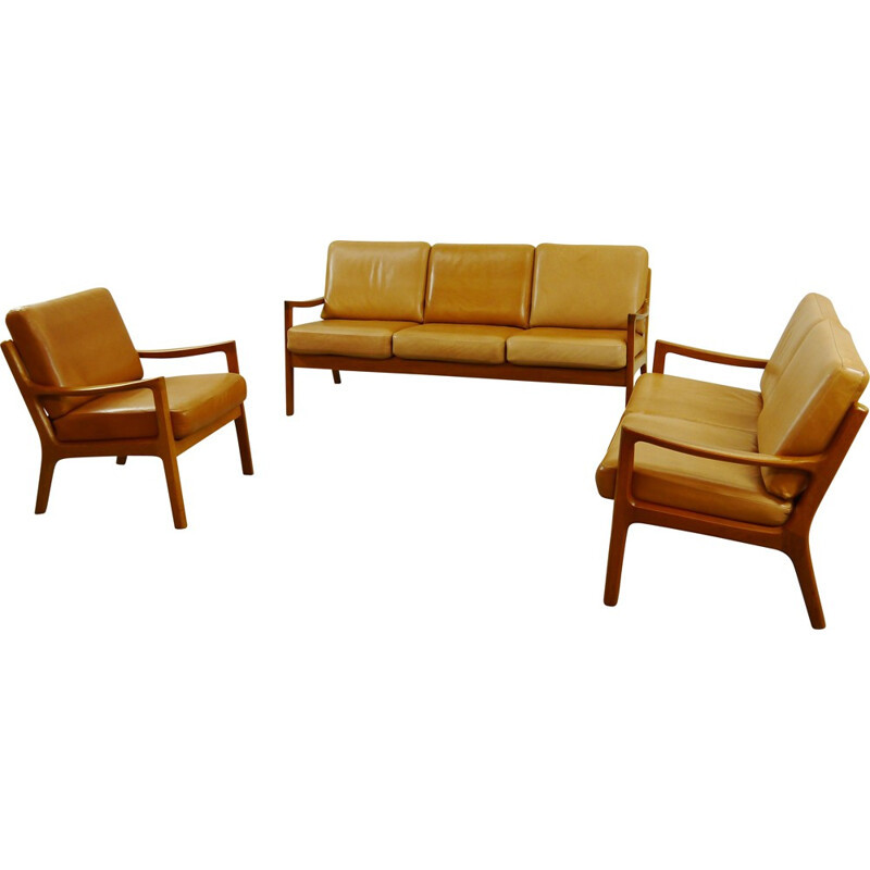 Cado seatgroup in teak and leather, Ole WANSCHER - 1960s