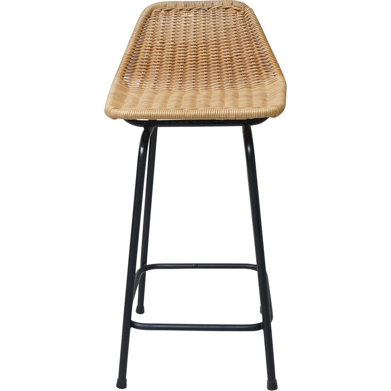 Rohe Noordwolde stool in rattan and metal, Van SLIEDREGT - 1960s