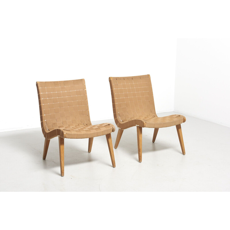 Vintage pair of lounge chairs by Jens Risom, 1940s