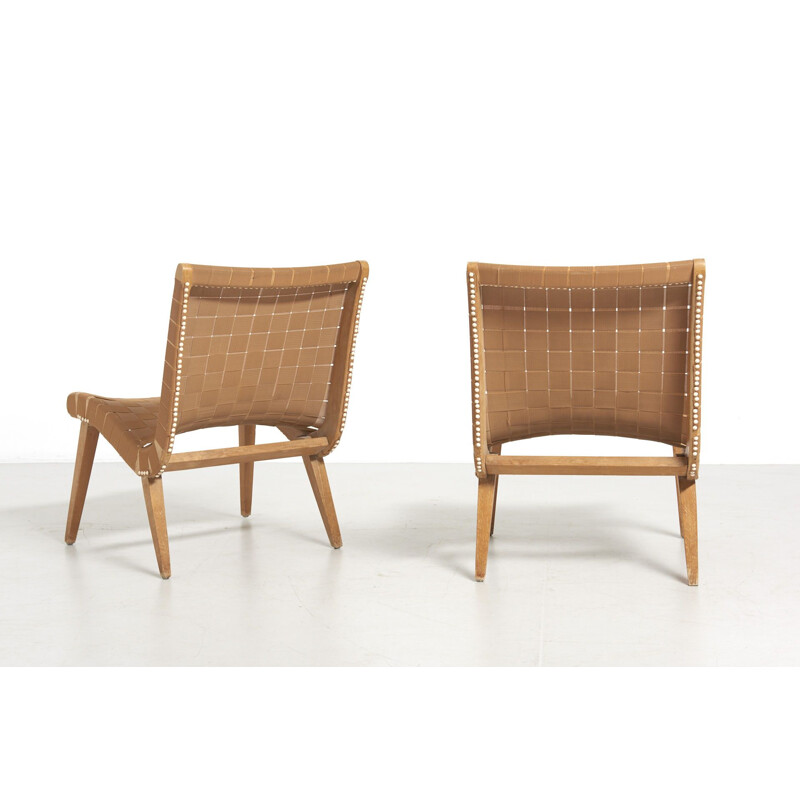 Vintage pair of lounge chairs by Jens Risom, 1940s