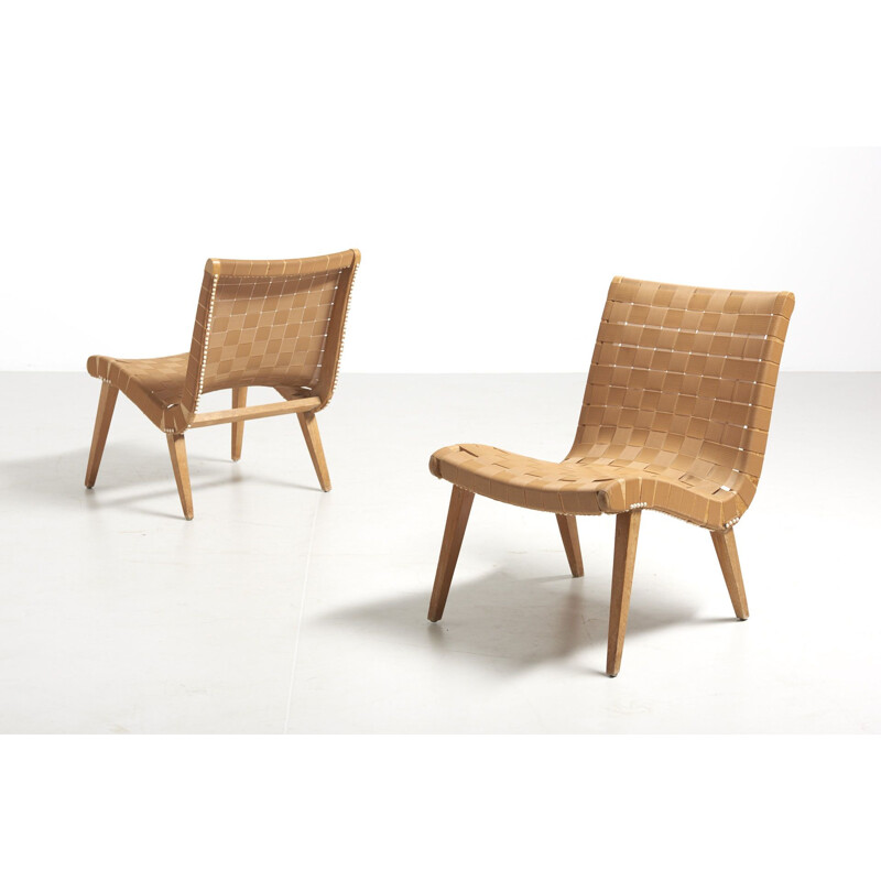 Vintage pair of lounge chairs by Jens Risom, 1940s