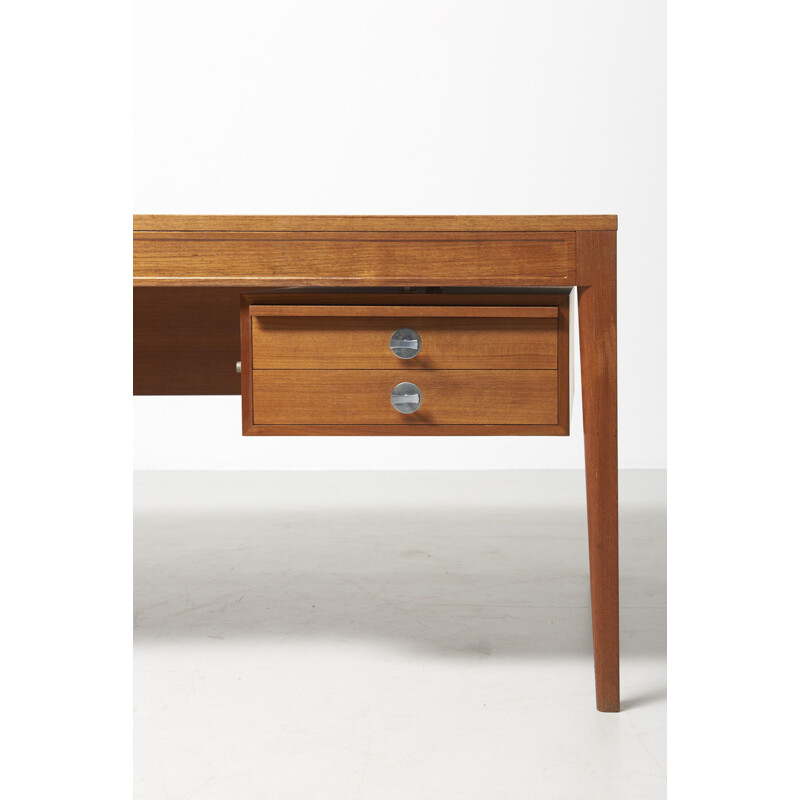 Vintage "diplomat" desk in teak for France & Son, 1950s