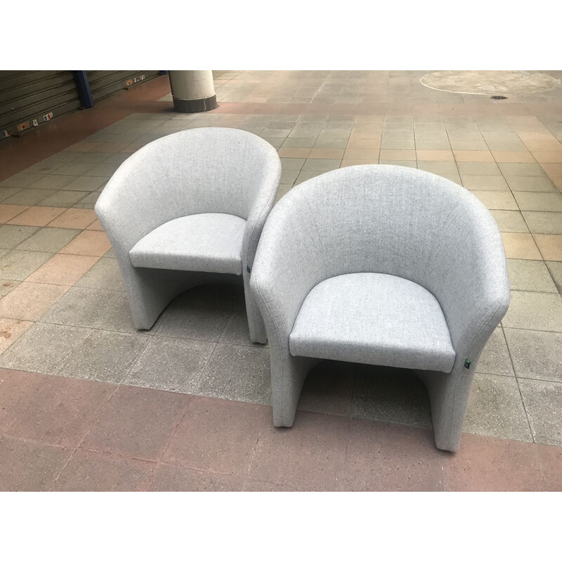 Pair of vintage light grey low chairs, Harmony edition, 2010