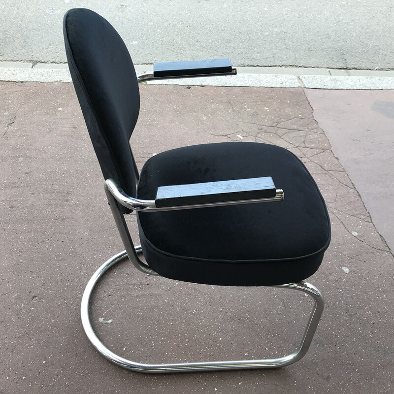 Vintage black armchair by Fritz August, 1930s