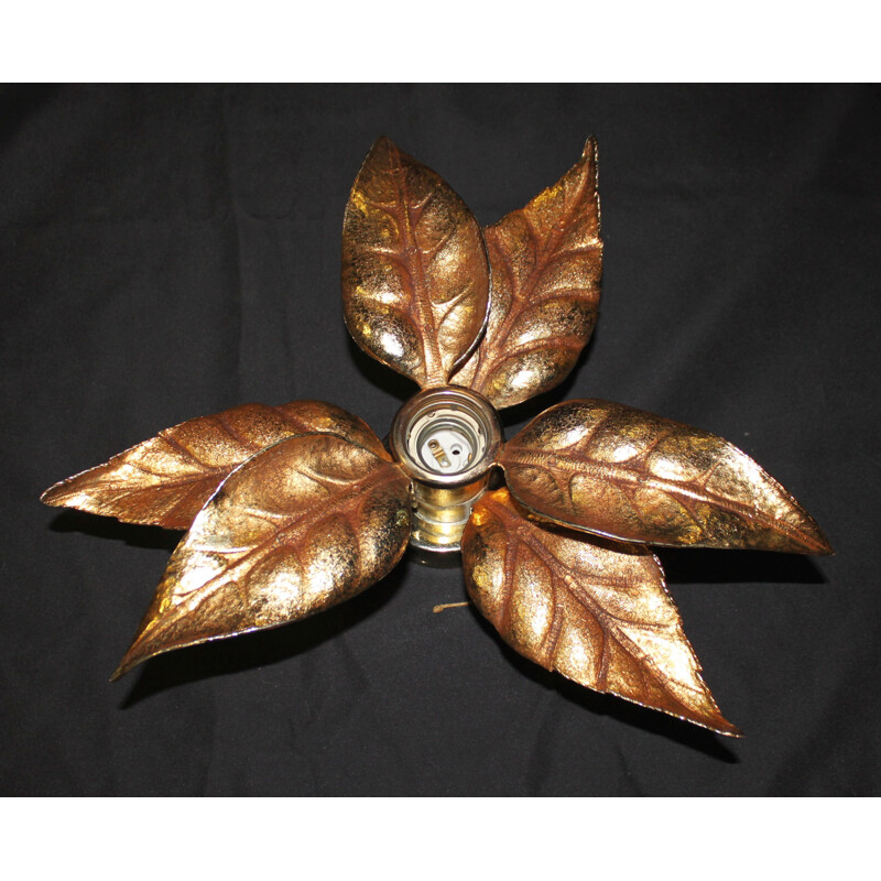 Vintage floral wall lamp by Willy Daro, Hollywood Regency style, 1970s 
