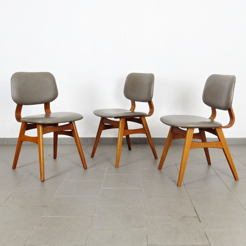 Set of 3 vintage dining chairs, Czechoslovakia