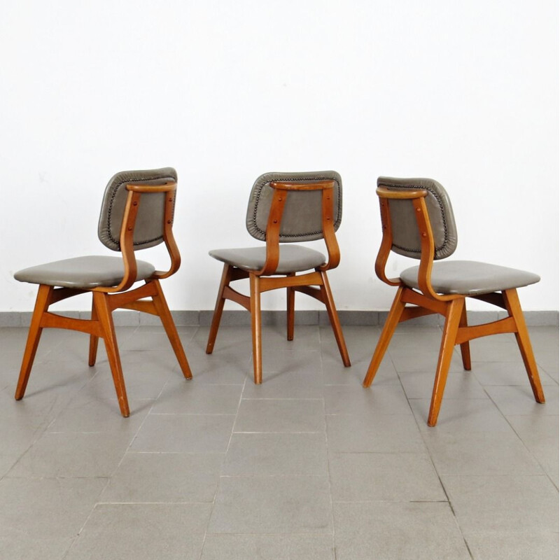 Ensemble de 3 chaises vintage, Tchécoslovaquie