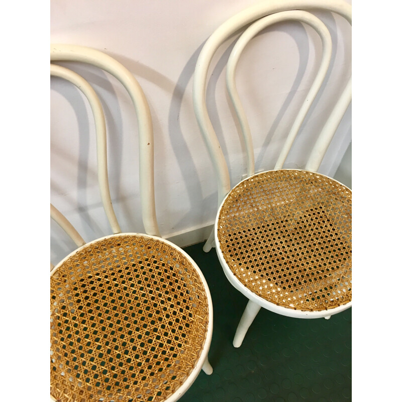  Pair of white vintage bistro chairs