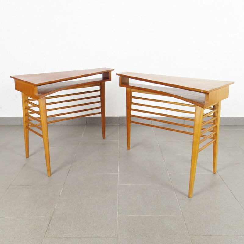 Pair of vintage side tables, Czechoslovakia