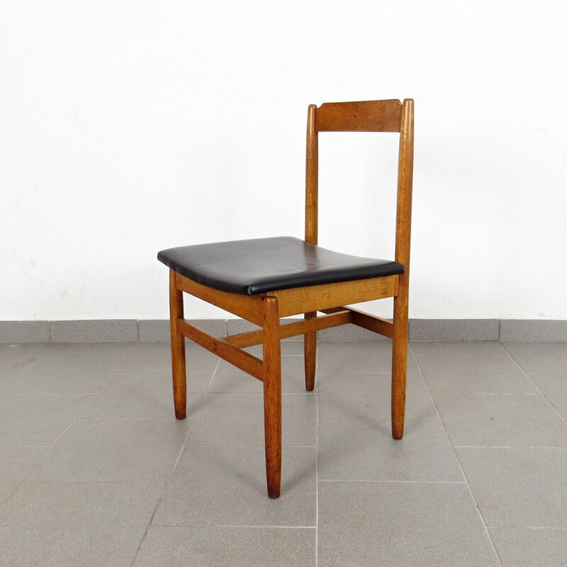 Vintage Dining chair in black leather 1960