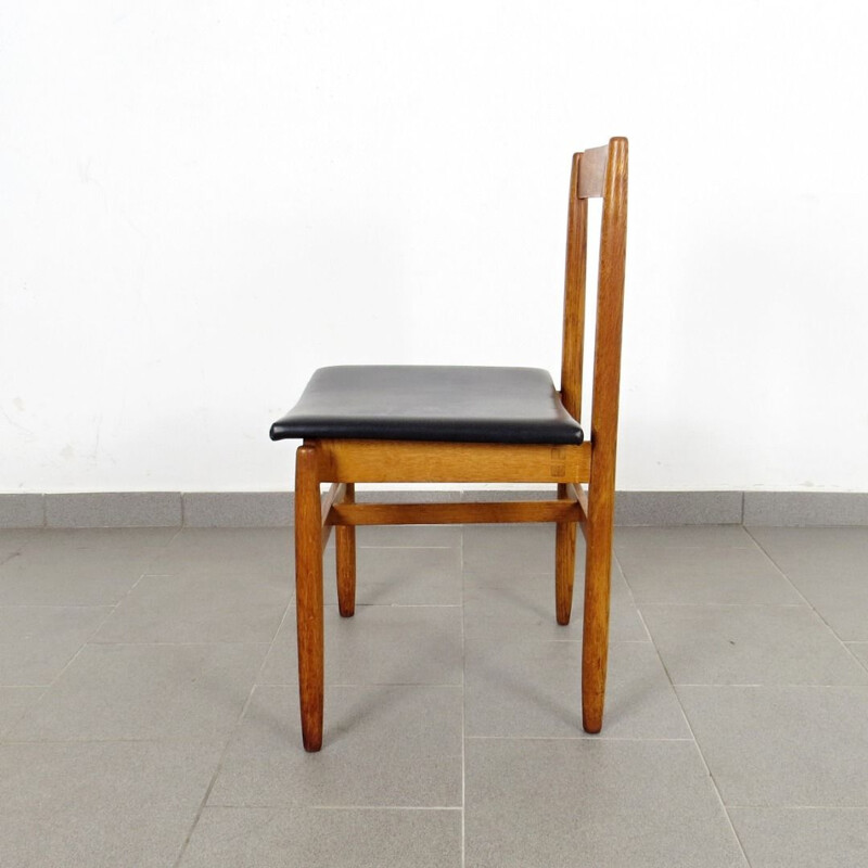 Vintage Dining chair in black leather 1960