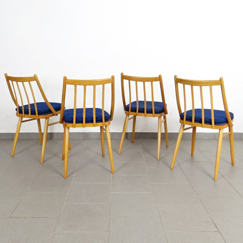 Set of 4 dining chairs with blue cover