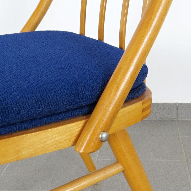 Conjunto de 4 sillas de comedor con tela azul