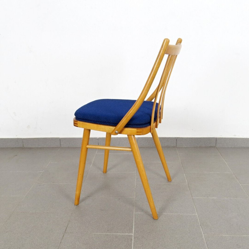 Conjunto de 4 sillas de comedor con tela azul