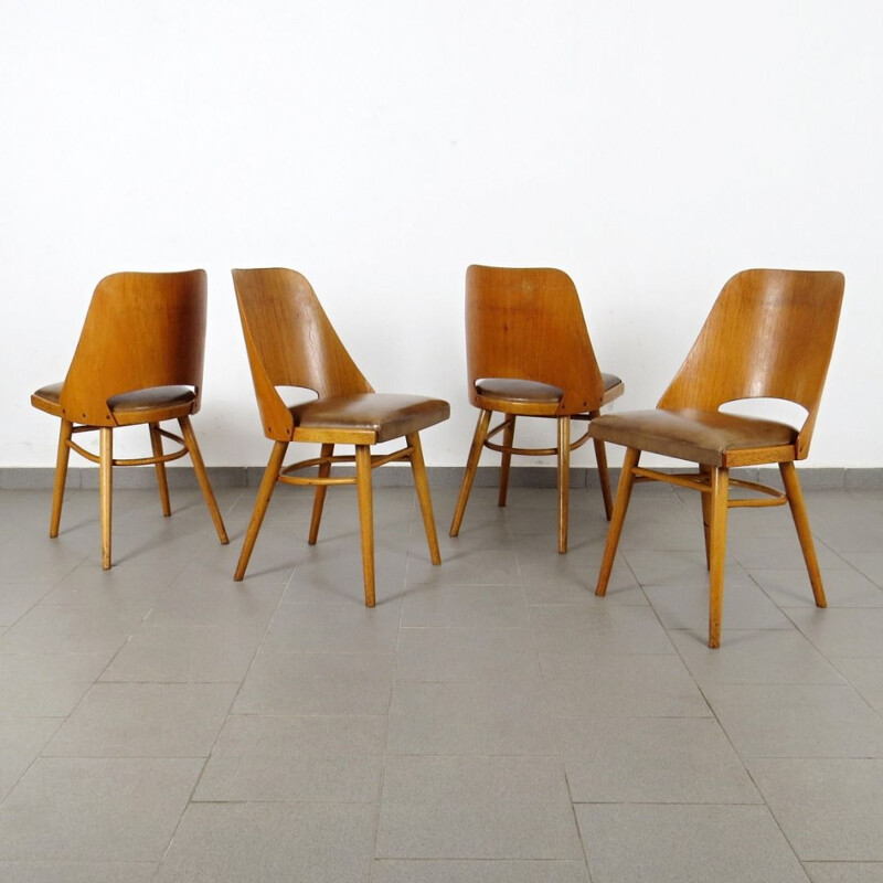 Set of 4 vintage Dining chairs by TON 1960s