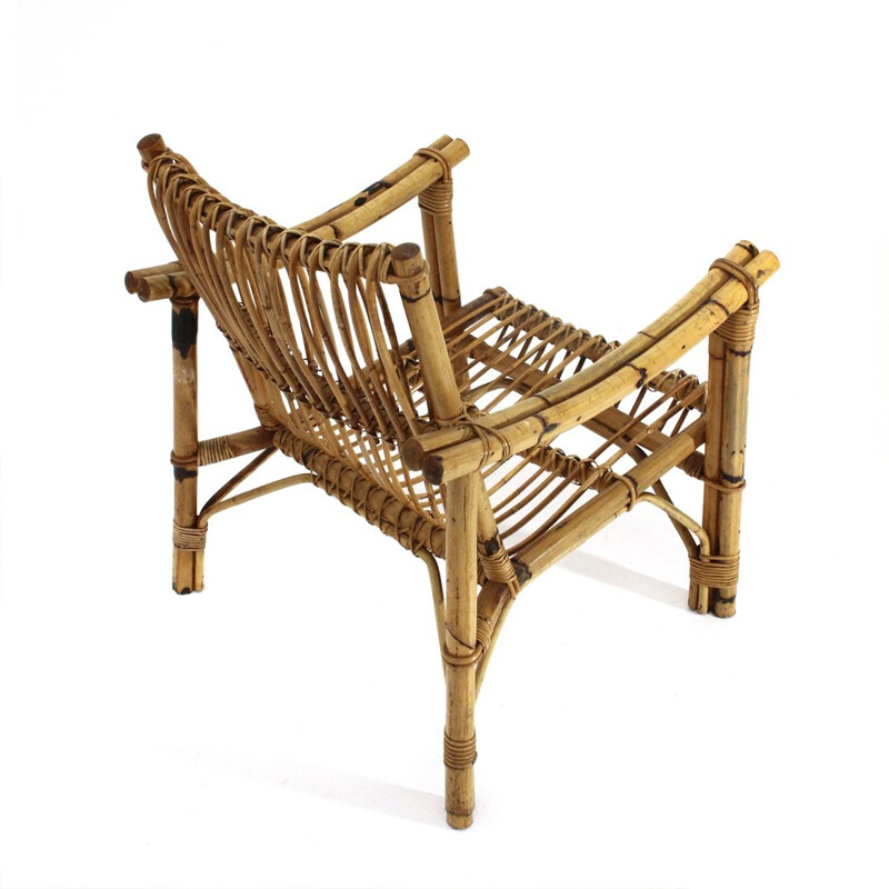 Vintage italian rattan  armchair, 1960s