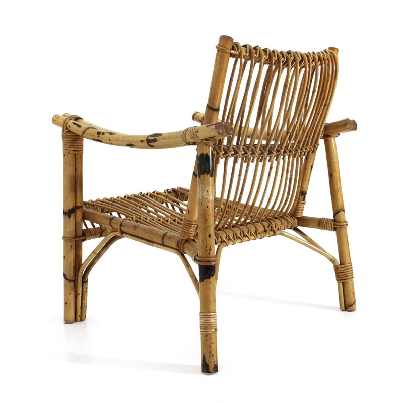 Vintage italian rattan  armchair, 1960s