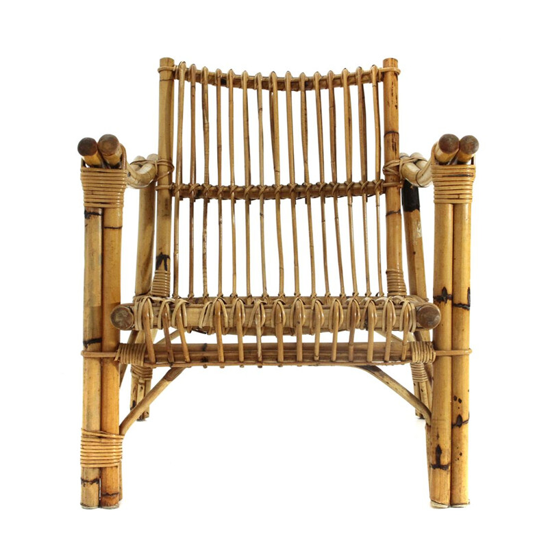 Vintage italian rattan  armchair, 1960s