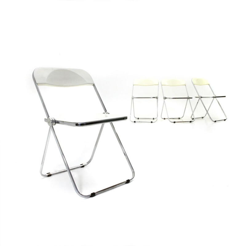 Set of 4 vintage foldables chairs "Plia" by Giancarlo Piretti  1950s