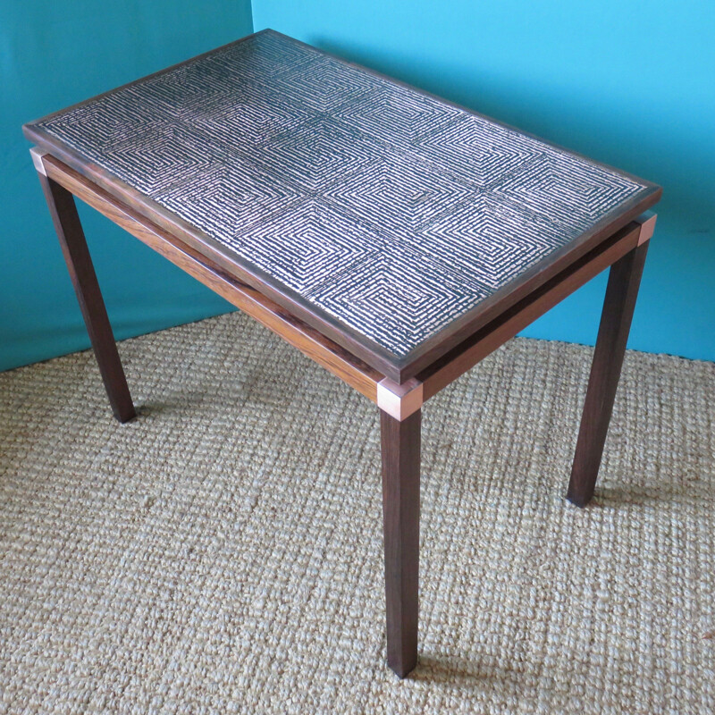 Rosewood and copper side table, Denmark 1965