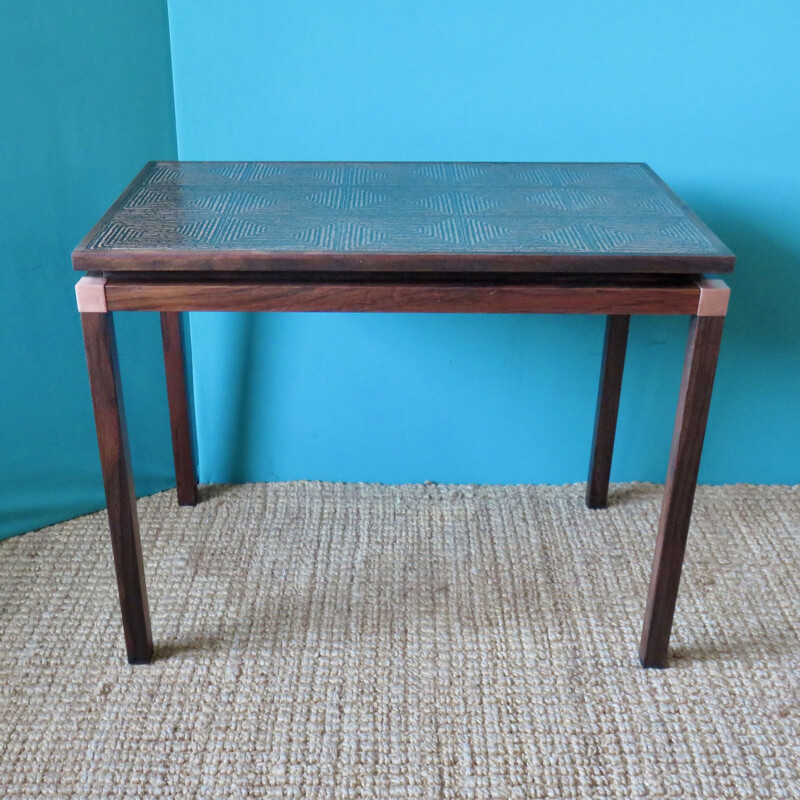 Rosewood and copper side table, Denmark 1965