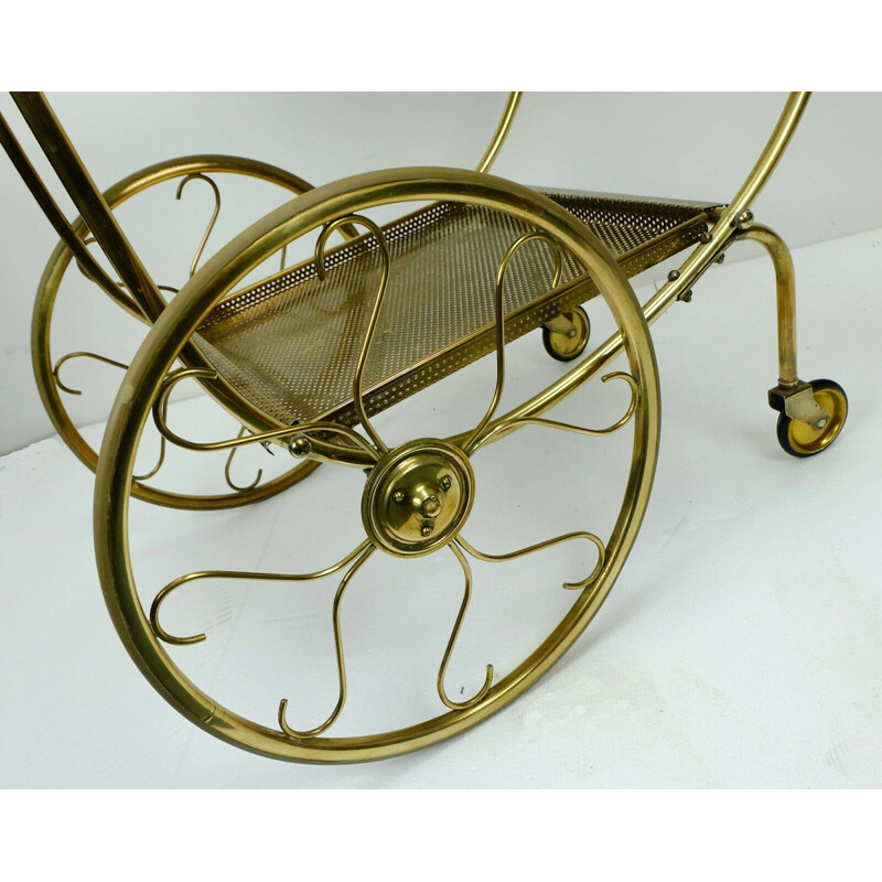 Vintage brass trolley tea cart by Svenskt Tenn from Josef Frank, 1950s