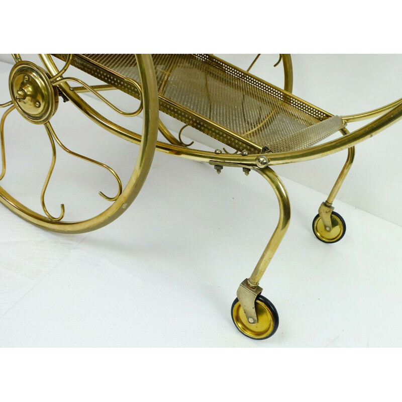 Vintage brass trolley tea cart by Svenskt Tenn from Josef Frank, 1950s
