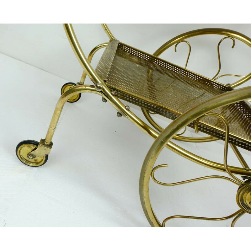 Vintage brass trolley tea cart by Svenskt Tenn from Josef Frank, 1950s