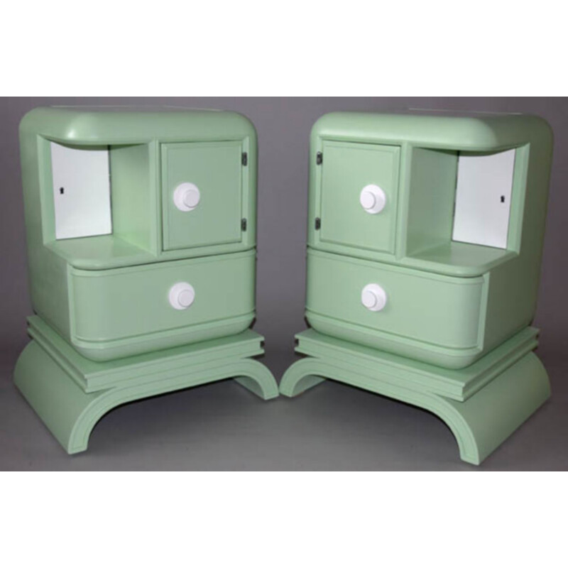 Set of 2 of vintage bedside tables, 1920s