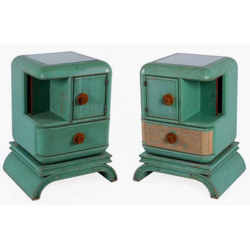 Set of 2 of vintage bedside tables, 1920s