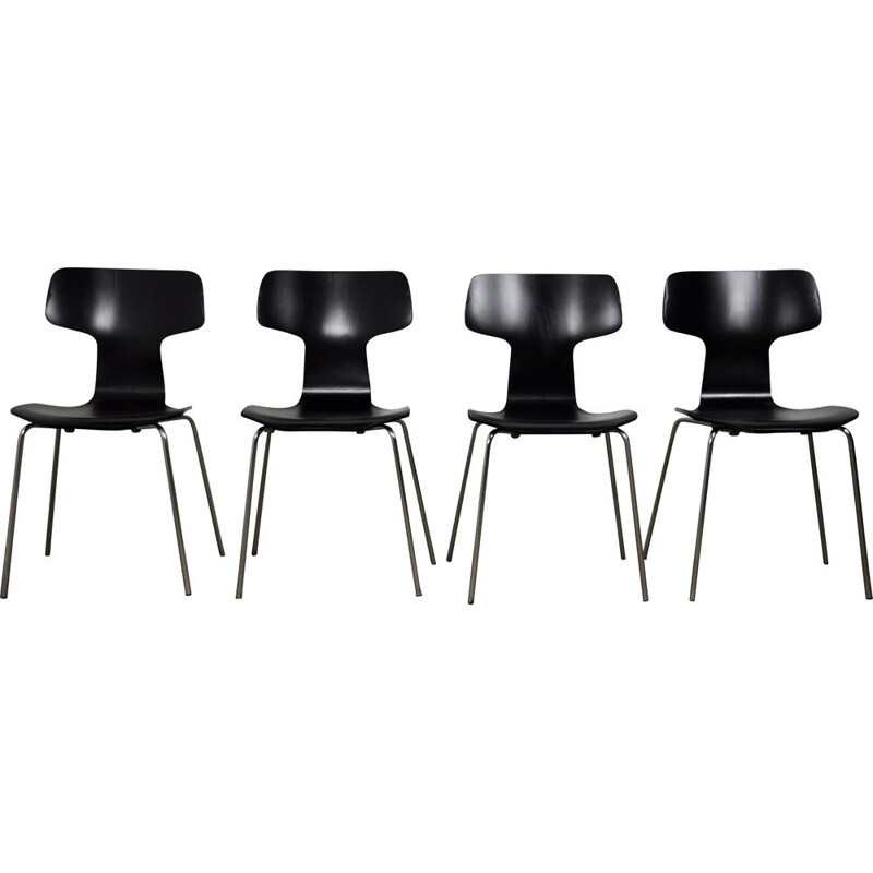 Ensemble de 4 chaises vintage model 3103 Hammer par Arne Jacobsen pour Fritz Hansen, 1960