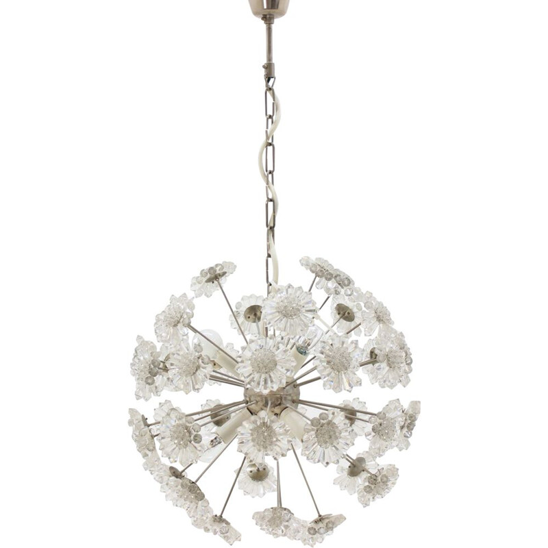 Pair vintage of  Sputnik Stejnar style Dandelion chandeliers, 1960 