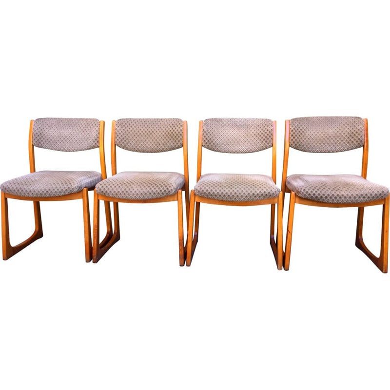 Ensemble de 4 chaises vintage traîneau par Self, 1960