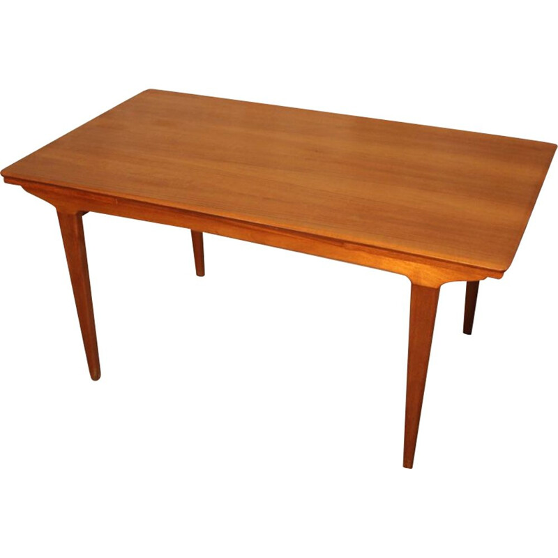 Vintage rectangular teak table with 2 extension spieces, Scandinavian style, 1960s