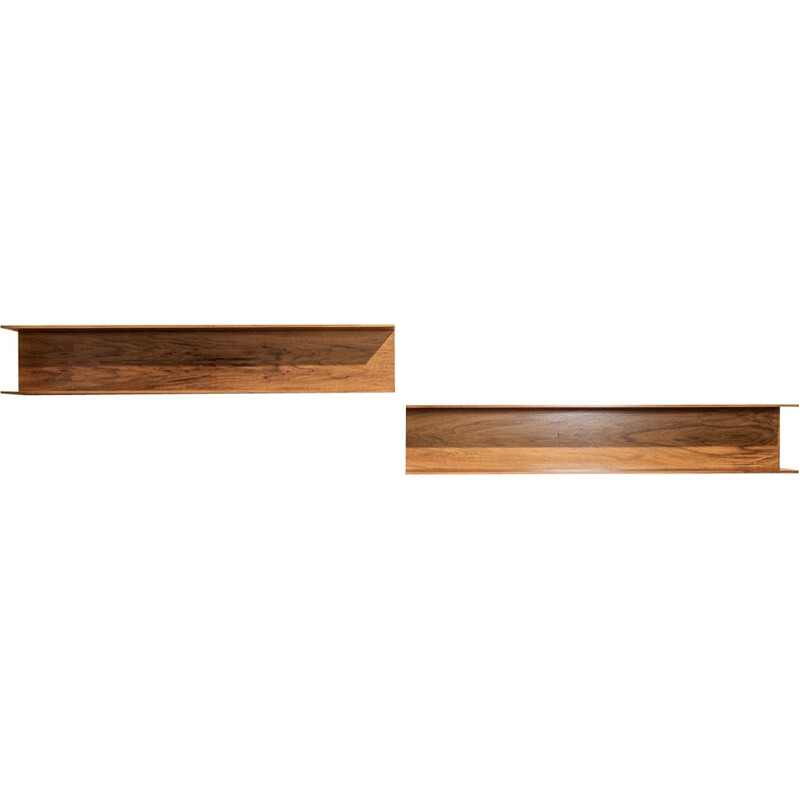 Pair of vintage wall shelves in walnut by Walter Wirz for Wilhelm Renz, 1960s