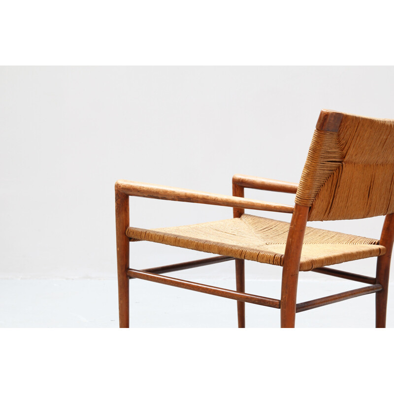 Set of 2 vintage rattan and wooden armchairs by Mel Smilow, Denmark, 1960s