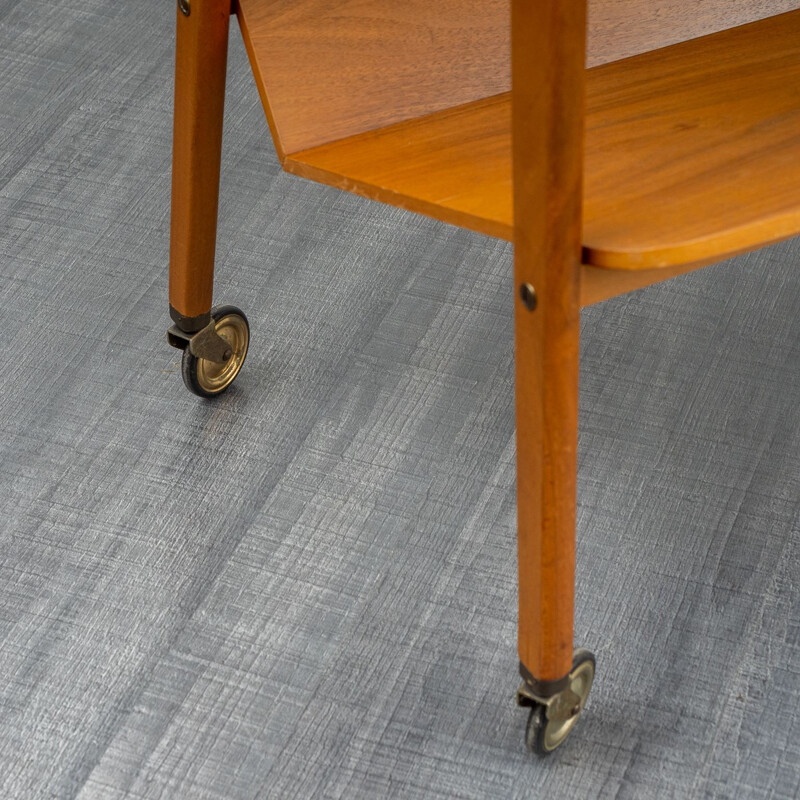 Vintage walnut serving trolley, 1950s