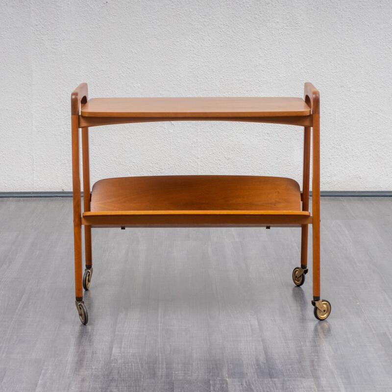 Vintage walnut serving trolley, 1950s