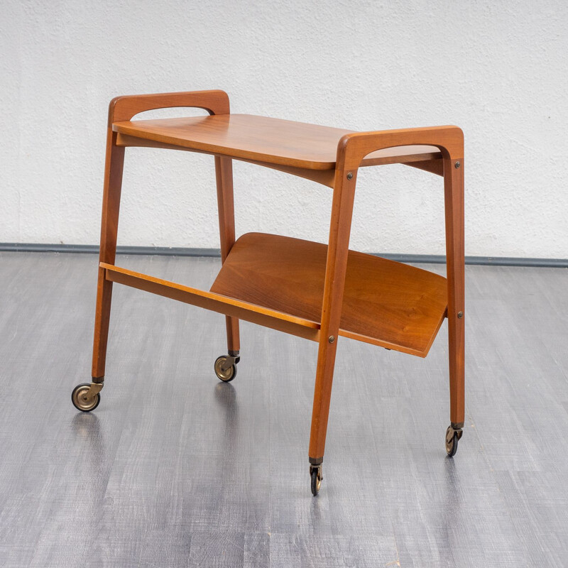 Vintage walnut serving trolley, 1950s