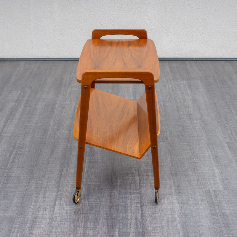 Vintage walnut serving trolley, 1950s