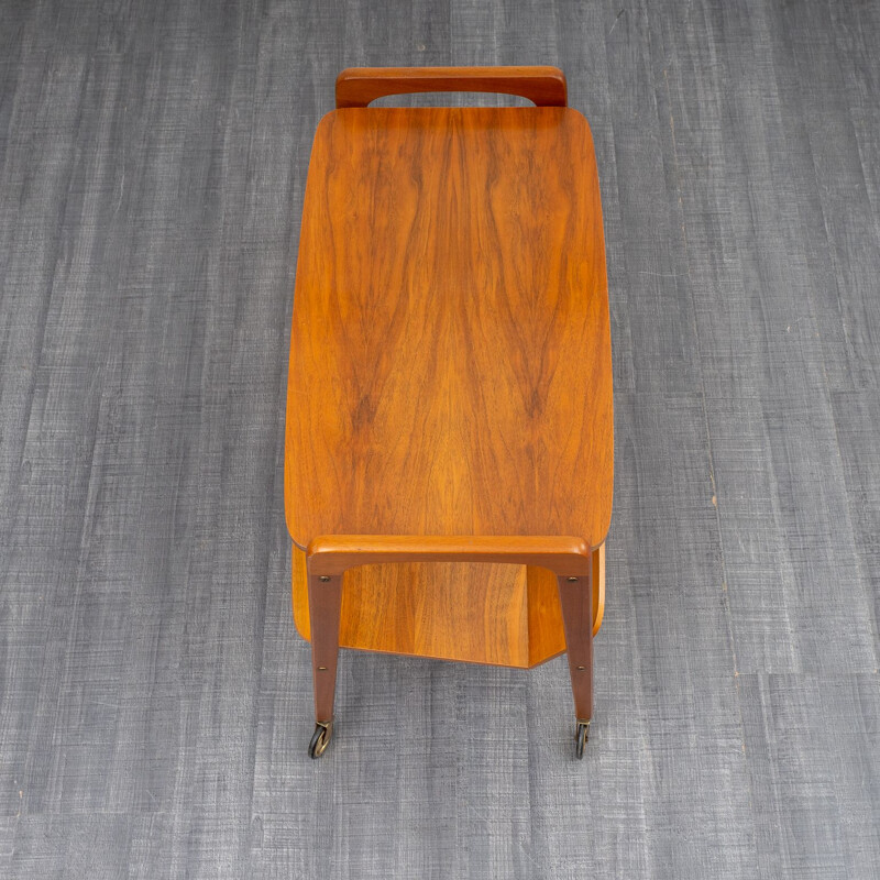 Vintage walnut serving trolley, 1950s